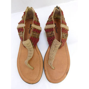 MINNETONKA BEADED LEATHER SANDALS SZ  8